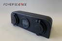Three Hole Panel With 12V Socket +3.1A USB Charger (Blue Light) + Voltmeter (Blue Light)