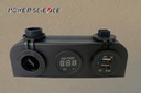 Three Hole Socket With 12V+3.1A USB (Blue Light) + Voltmeter (Blue Light)